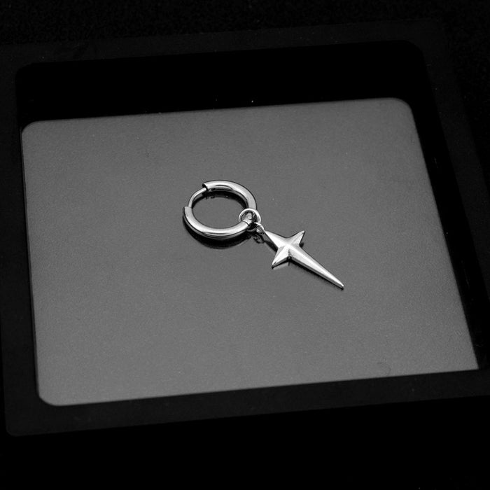 Wholesale Stainless steel three-dimensional cross star earrings with simple neutral style titanium steel earrings without ear holes and ear clips