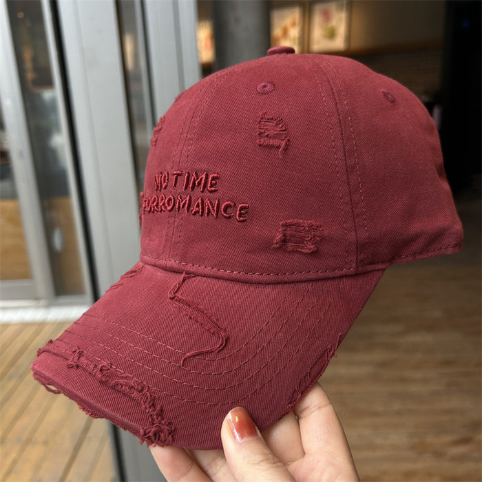 Wholesale Holed Baseball Cap Women's Letter Embroidered Cap large Wide Brim Soft Top