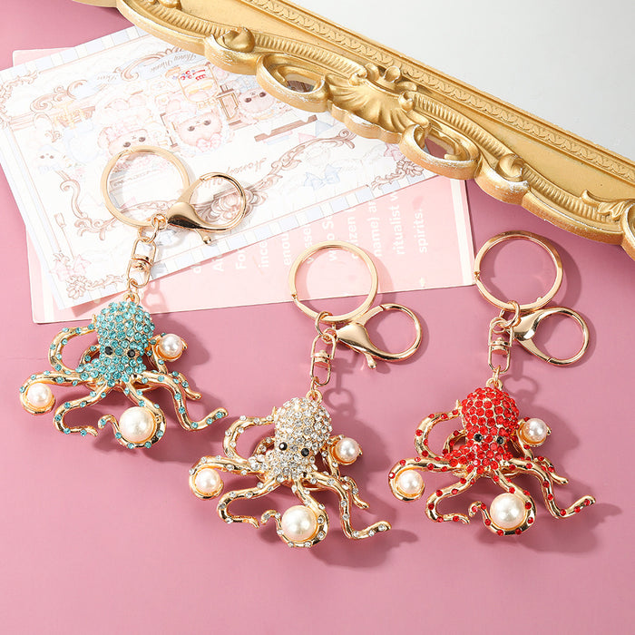 Wholesale Cute Octopus Rhinestone Keychain Fashion Car Key Accessory