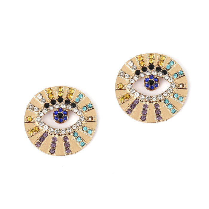 Wholesale Alloy Hollow Diamond Devil Eye Earrings JDC-ES-YueLi010