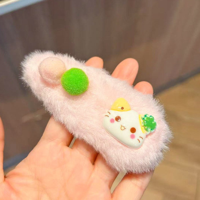 Wholesale Cute and able plush hair clip featuring a cat wearing glasses.