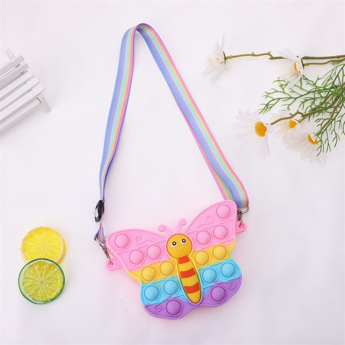 Wholesale  Butterfly Silicone Bag Rodent Killer Pioneer Coin Purse  Shoulder Bag Kidsren's Bag Women's Small Wallet