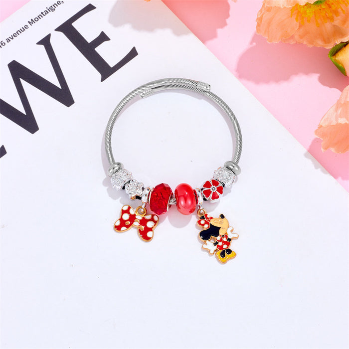 Wholesale Cartoon Diamond Bow Stainless Steel Bracelet JDC-BT-xiaobo004