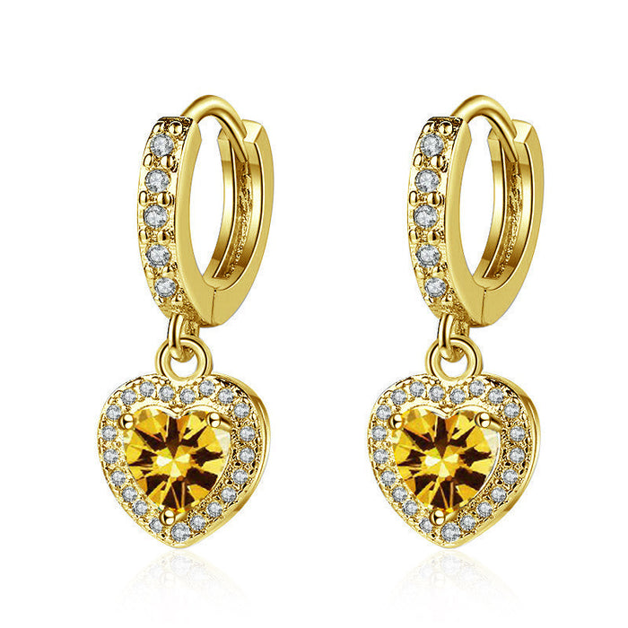 Wholesale Copper Inlaid Zircon Heart Earrings