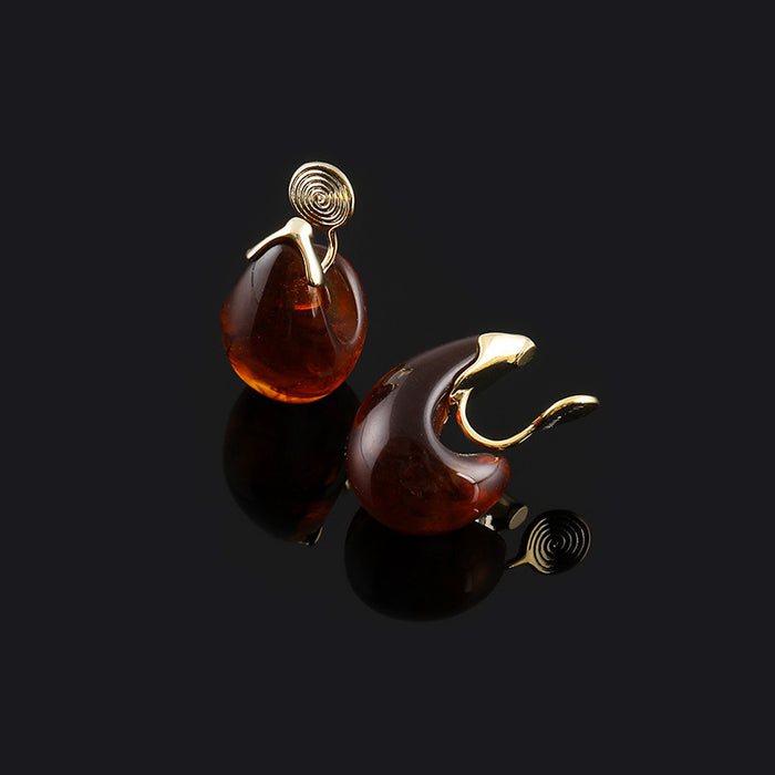 Wholesale stud earrings brown earrings water drop clip without pierced ears