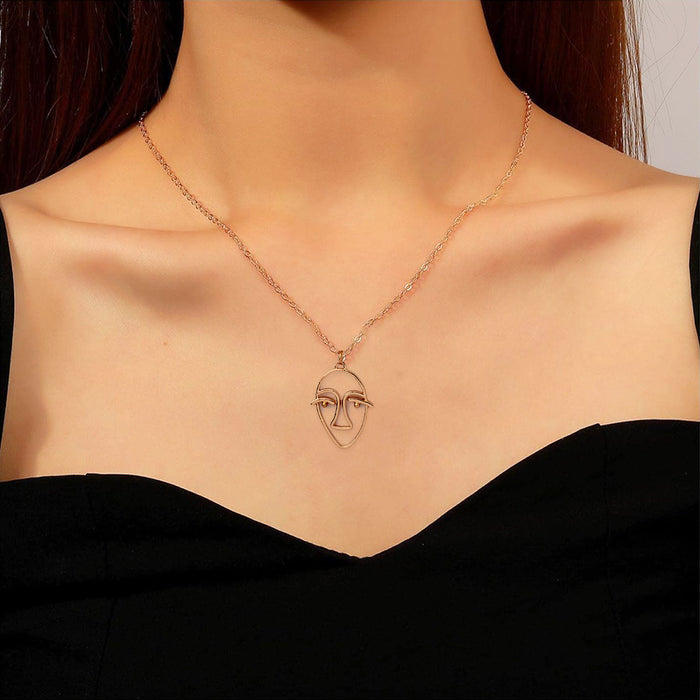 Wholesale Alloy Irregular Human Face Hollow Necklace JDC-NE-MuShi008