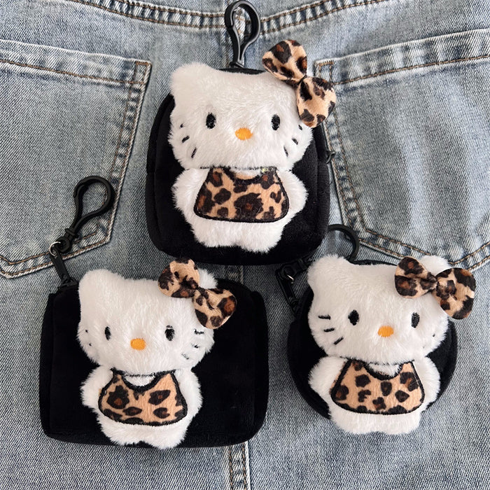 Wholesale Mini portable 3D leopard print square plush wallet