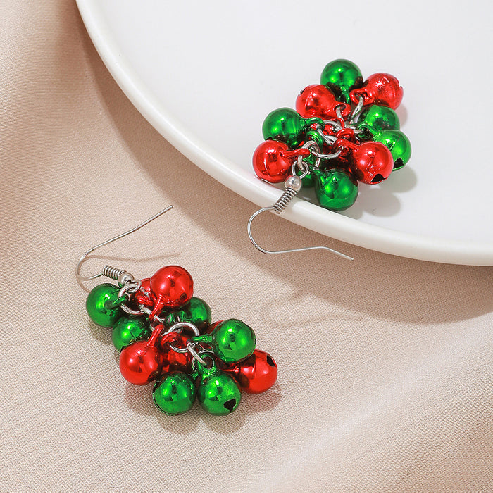 Wholesale Christmas element earrings female red and green color matching  snowflake creative Christmas earrings