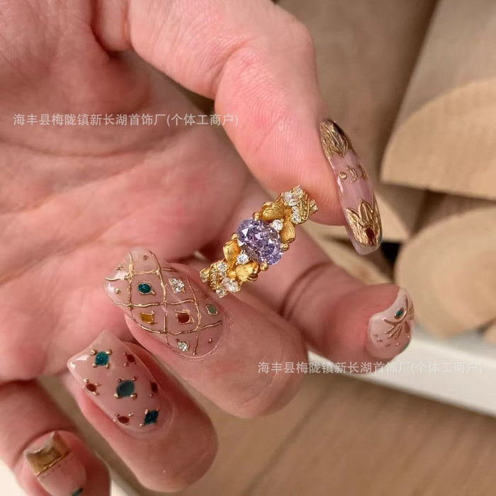Wholesale vintage middle ancient bauhinia all over the sky star light luxury high sense open ring ring ring