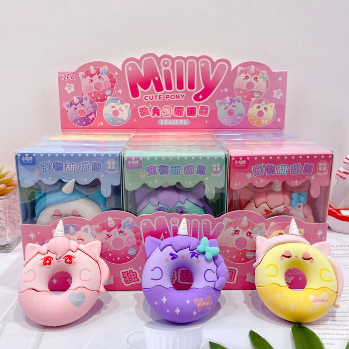 Wholesale 12pcs/box Decorative Rubber Eraser Amusement Park Cartoon Student Stationery