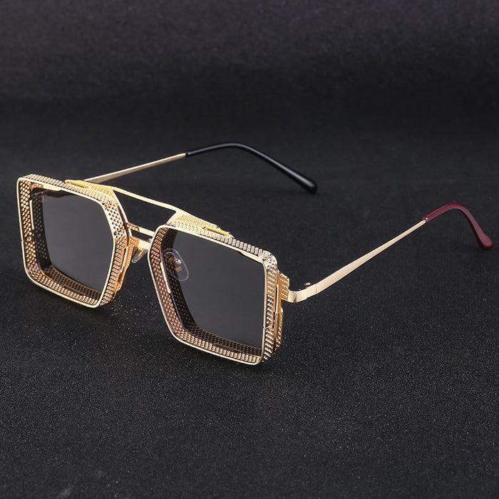 Wholesale Retro steam sunglasses with metal hollow box sunglasses