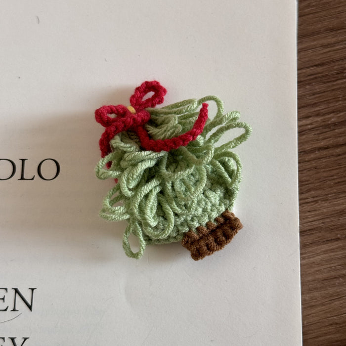 Wholesale Handmade Christmas Tree Dot Wool Hair Clips For Kids Holiday Everyday Styling Hair Accessory