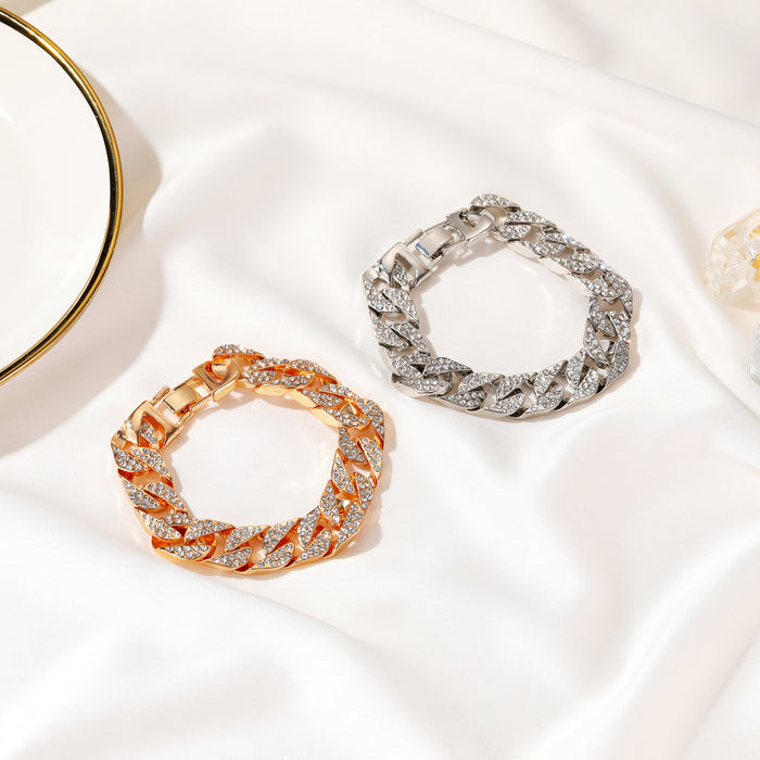 Wholesale Thick Chain Bracelet  Flash Diamond Bracelet Street Fashion Cool Accessories