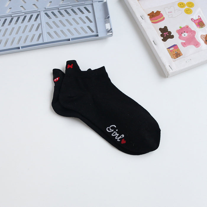 Wholesale Ship socks, short socks, shallow cut, thin design, embroidered heel