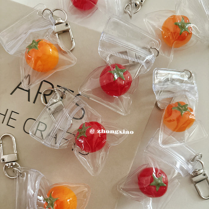 Wholesale 3D Cherry Tomato Keychain Bag Charm Cute Red Resin Phone Pendant Pastoral Fashion Accessory Boutique Resale Gift