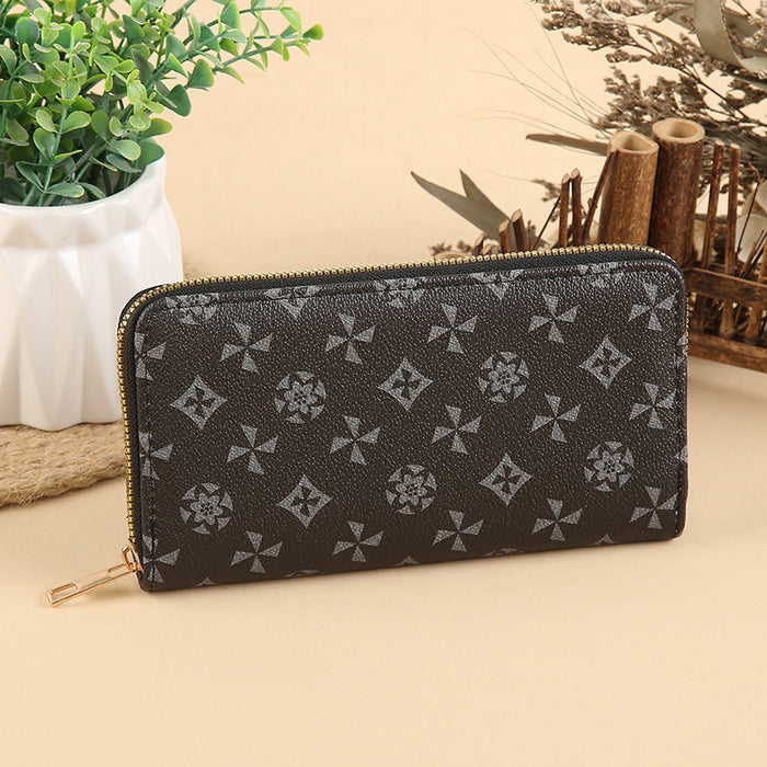 Wholesale PU Leather Long Wallet with Retro Print Design Large Capacity MOQ≥3