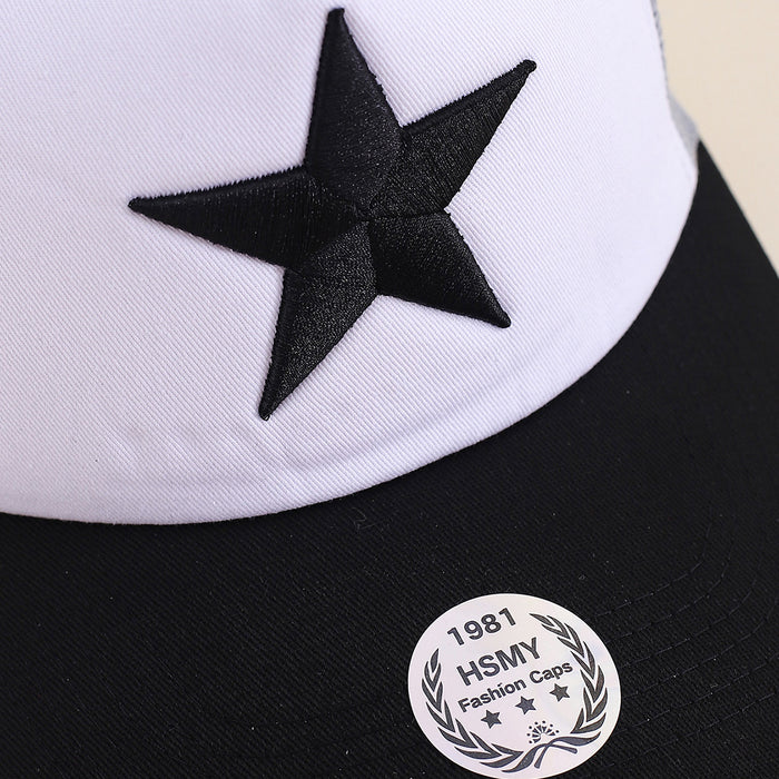 Wholesale Five-pointed star three-dimensional embroidery baseball cap outdoor sports sun protection breathable back mesh peaked cap