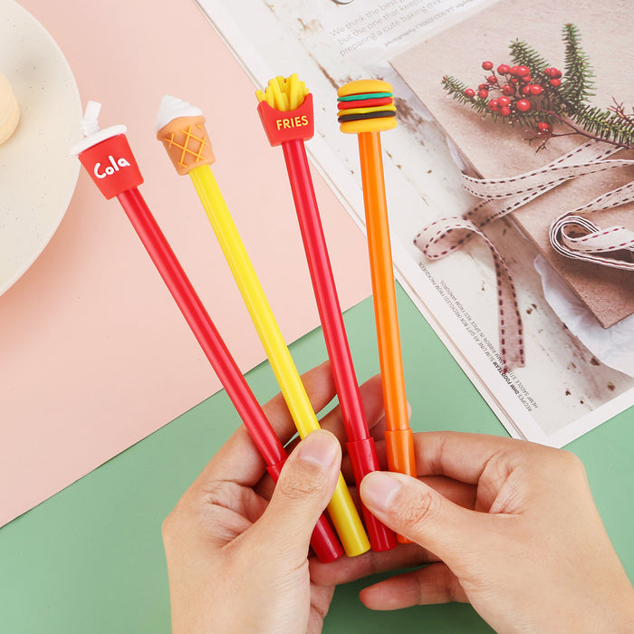 Wholesale Creative French fries Cola hamburger Ice Cream Gel Pen cute stationery student water pen cartoon office signature pen