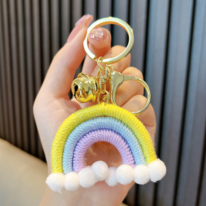 Wholesale Woven Cotton Thread Rainbow Cloud Keychain JDC-KC-WoA042