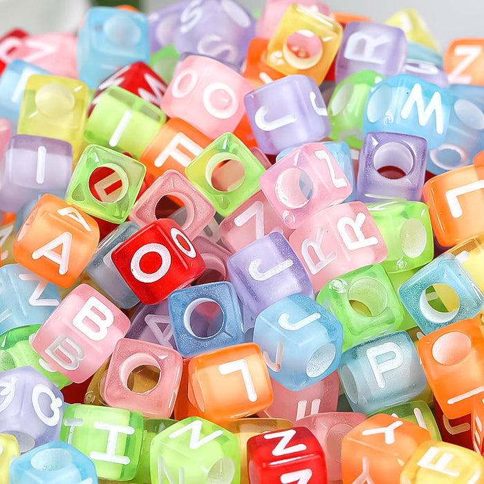 Wholesale 6mm 3100PCS/PACK Acrylic Letter Colored Square Loose Beads JDC-BDS-BoLinge009