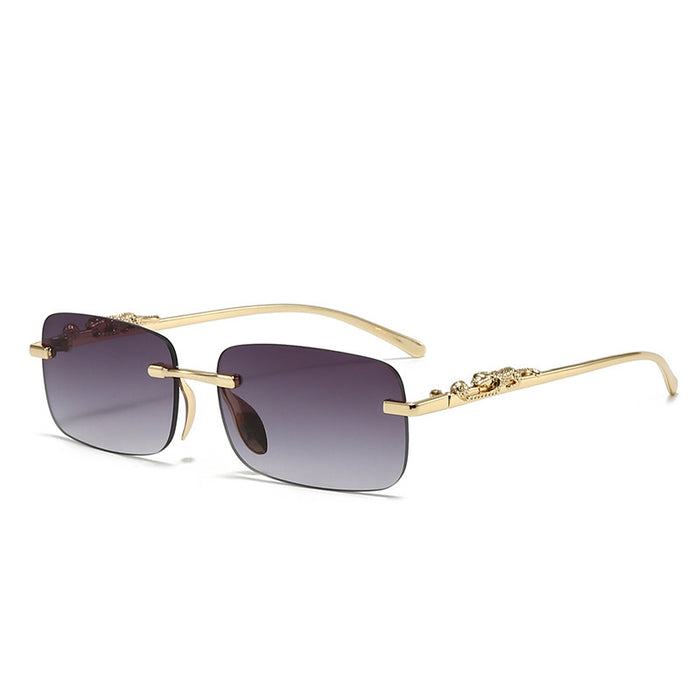 Wholesale Metal frameless glasses, personalized cut edge sunglasses, colored lenses, retro sunglasses, color changing sunglasses