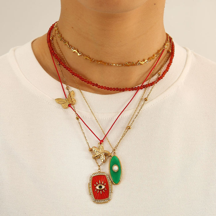 Wholesale Fashionable and personalized oil dripping necklace original design, simple starfish eye accessories, handmade wholesale