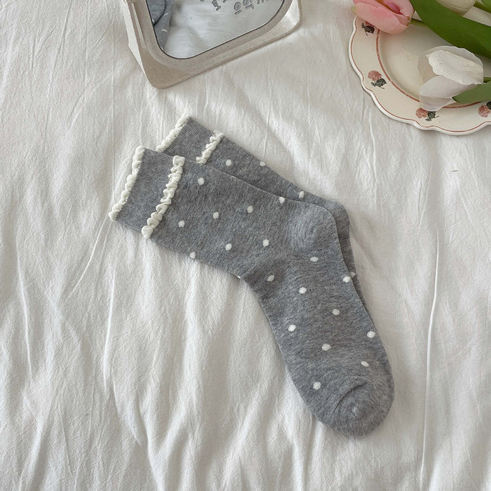 Wholesale Lace socks, tube socks, retro polka dot stockings, pile socks