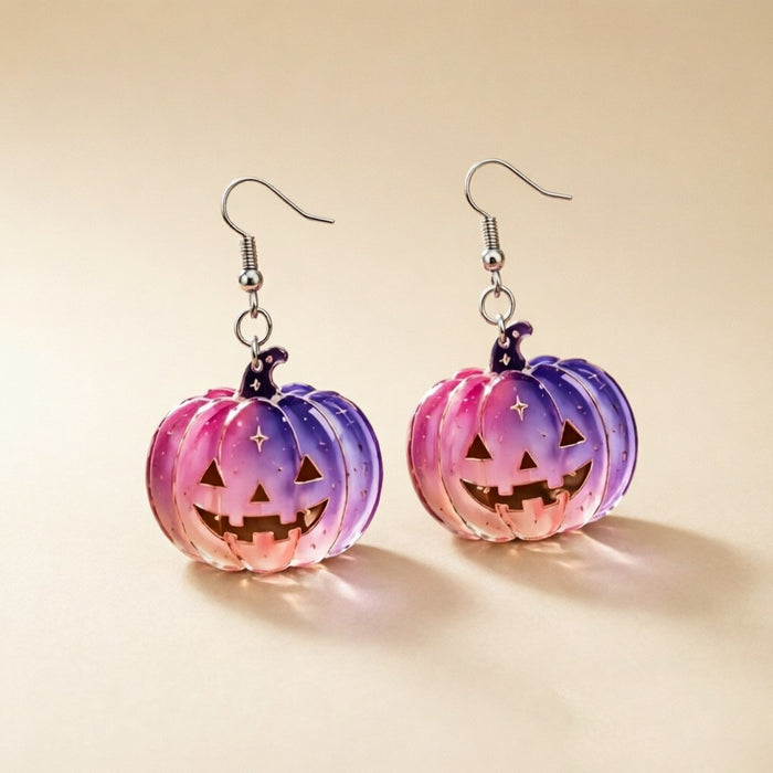 Wholesale  Acrylic Pumpkin Head Earrings Retro Festival Jewelry Accessory MOQ≥2