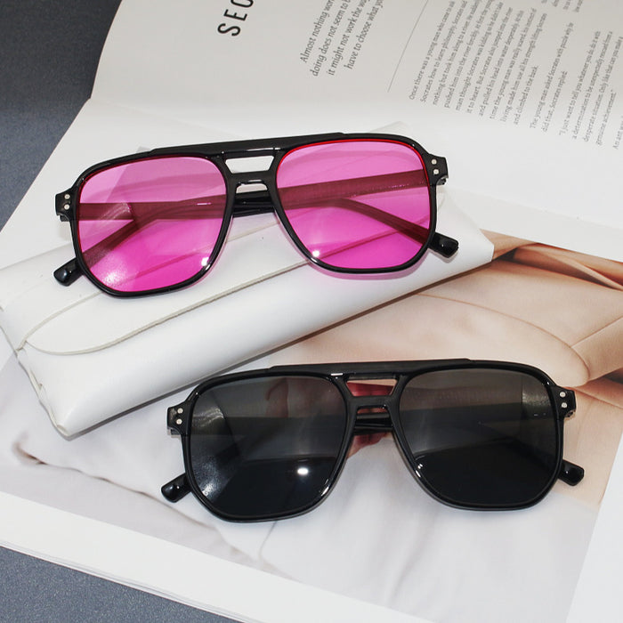 Wholesale Box sunglasses UV resistant retro double beam sunglasses