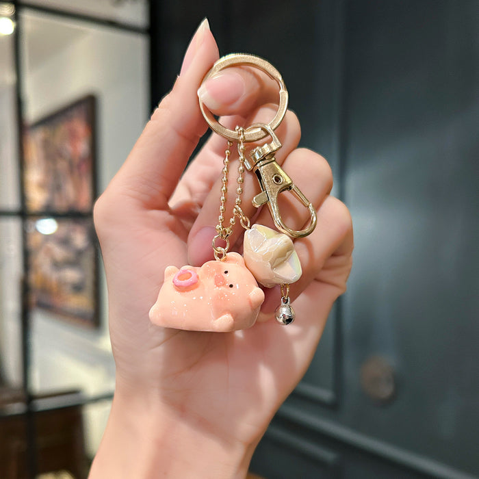 Wholesale Cute Piggy Keychain Cute Female Couple Bag Pendant Doll Machine Doll Car Pendant