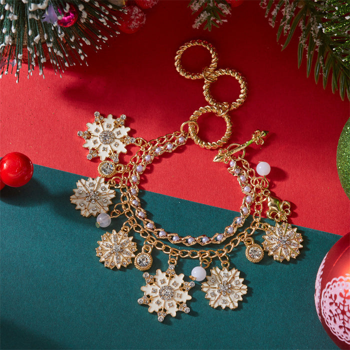 Wholesale Christmas Snowflake Earrings and Bracelet Set Fashion Jewelry Accessory