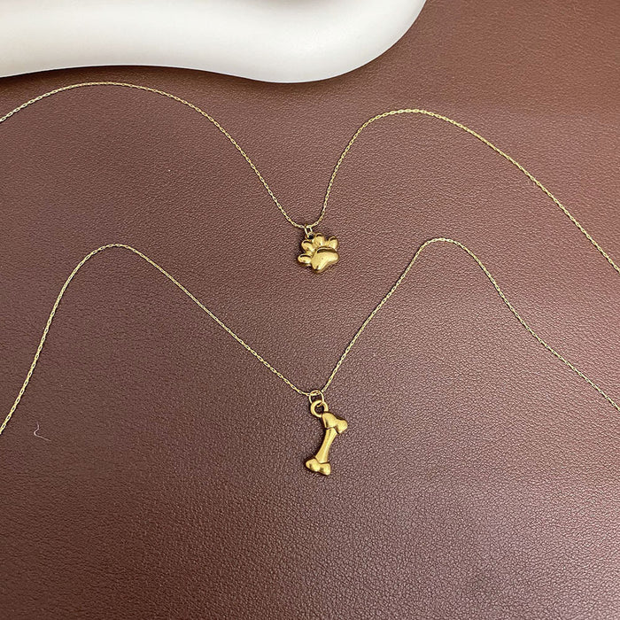 Wholesale Cute Dog Paw Print &  Bone /  Kitten Paw Pendant Stainless Steel Necklace