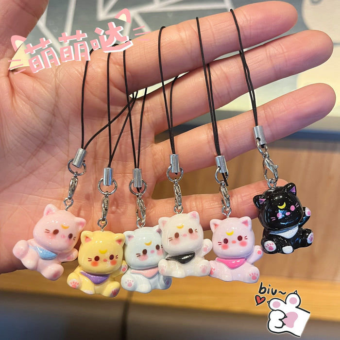 Wholesale New Cartoon Cute Kitten Phone Chain Keychain Student Girl Bag Pendant