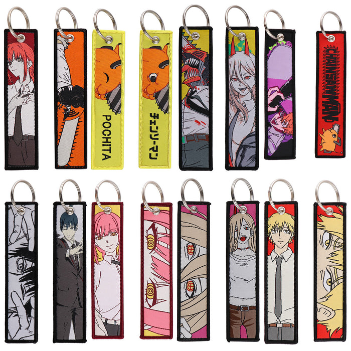 Wholesale Japanese Anime Woven Label Keychain Lanyard  Fabric Anime Peripheral