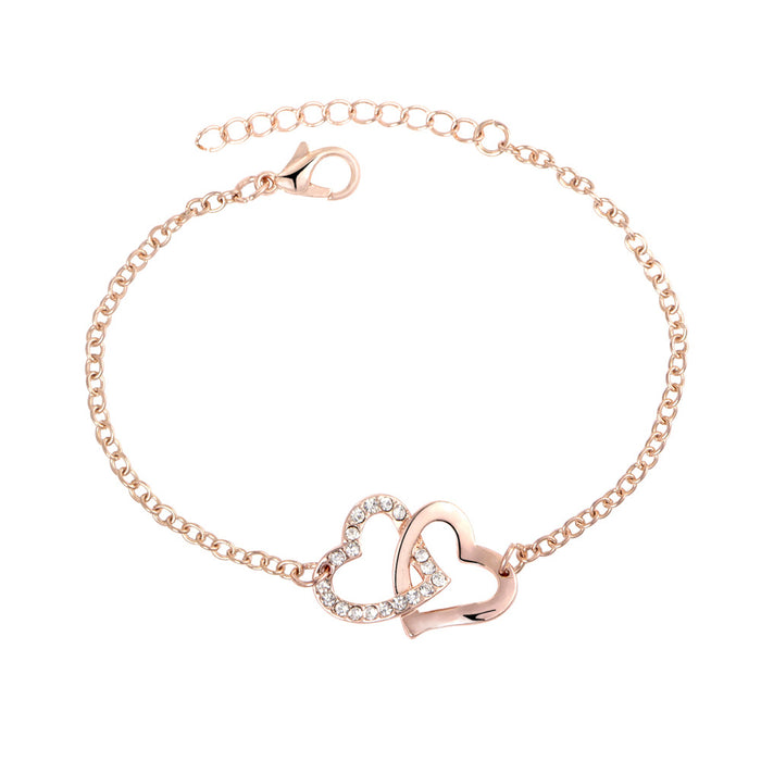 Wholesale Bracelet Jewelry Double Heart Love Bracelet Foreign Trade Diamond