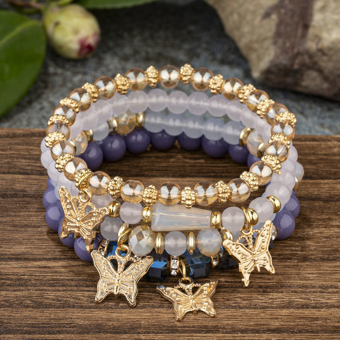 Wholesale Butterfly Crystal Multi-layer Beaded Bracelet JDC-BT-FeiYa004