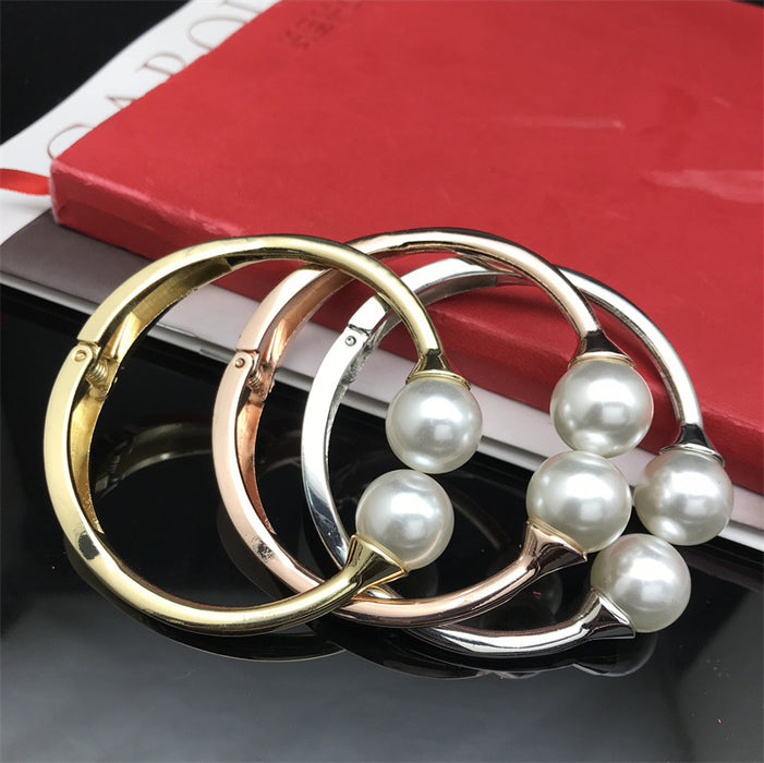 Wholesale Alloy Simple Double Pearl Bracelet JDC-BT-FaX004