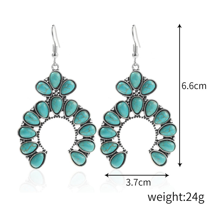 Wholesale Bohemian turquoise earrings with retro and nostalgic style earrings set