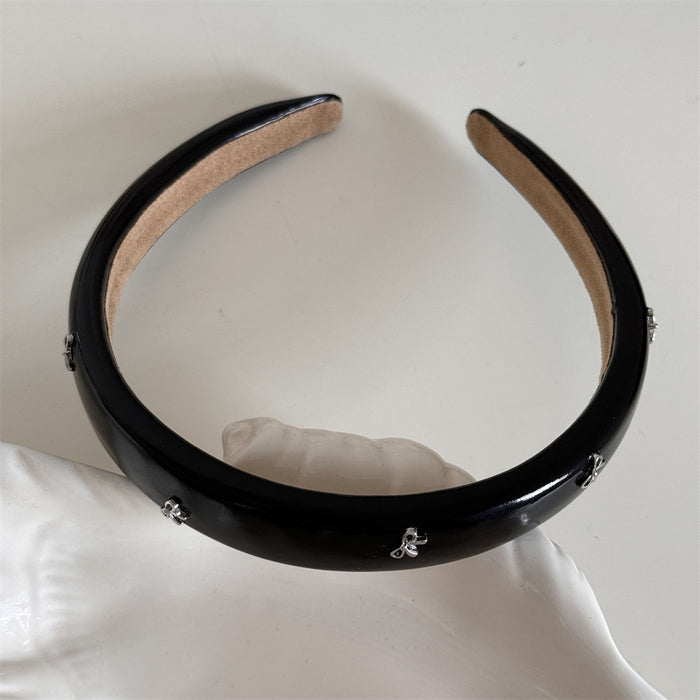 Wholesale Sweet Color Girl silver Small Bow Leather Hair Clips