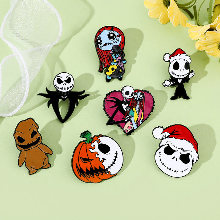 Wholesale  Brooch Cartoon Funny Skull Scream Chainsaw Horror Clown Metal Badge