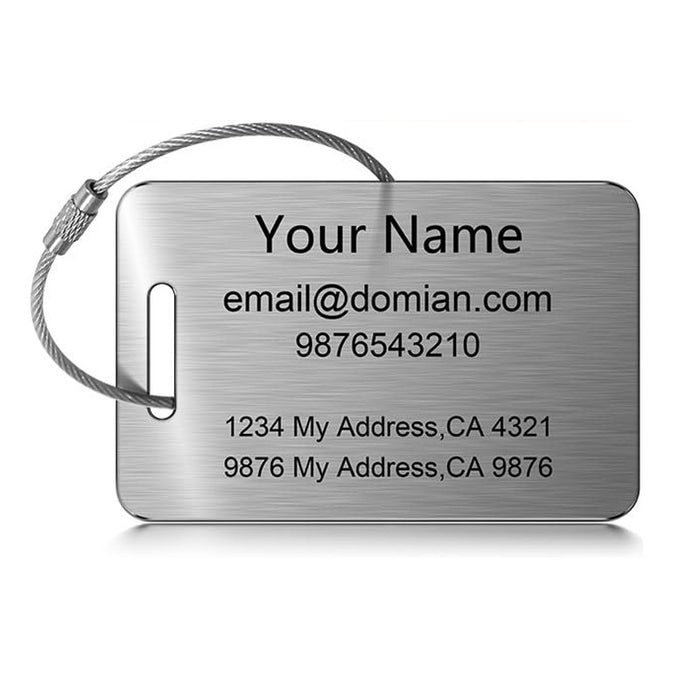 Wholesale Stainless steel tags, backpacks, luggage bags, travel cards, ID tags, steel wire keychains, stainless steel luggage tags