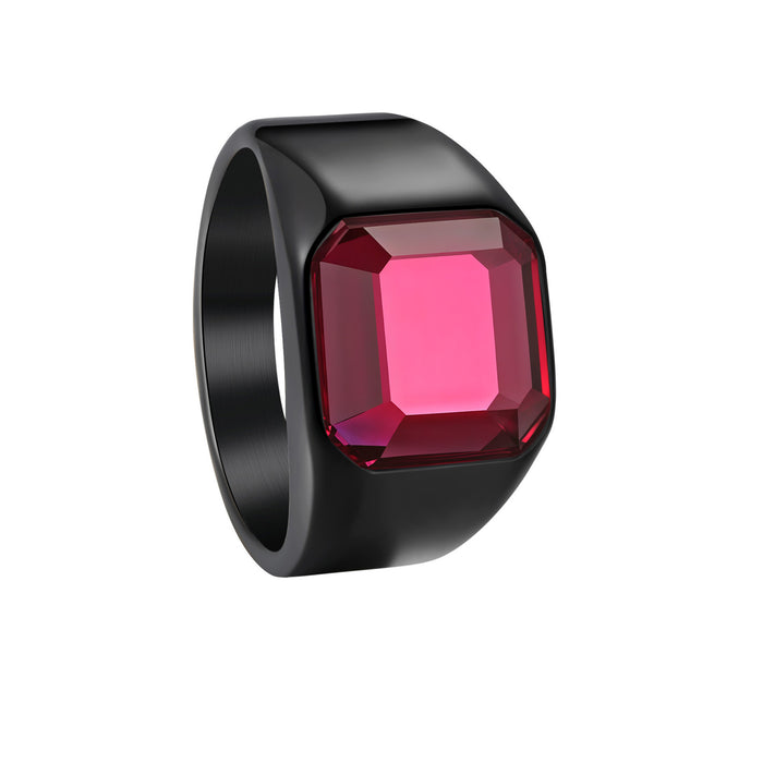 Wholesale Titanium Steel Electroplated Men' s Ring with Multi-Color Stones - Boutique Resale