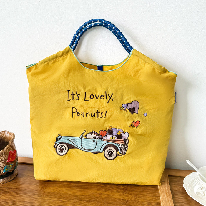 Wholesale Cartoon Embroidered Bag Embroidered Canvas Bag Large Capacity Shopping Bag Shoulder Bag