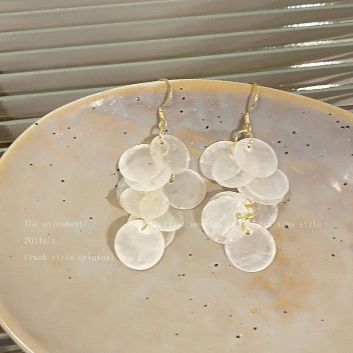 Wholesale Long tassel shell earrings, new style with exaggerated temperament, seaside earrings