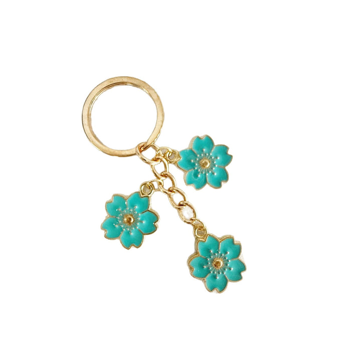 Wholesale Sweet cherry blossom keychain flower flower metal handbag backpack pendant decoration accessories