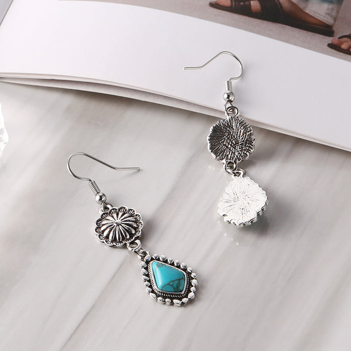 Wholesale earrings Bohemian vintage carved turquoise long earrings earrings