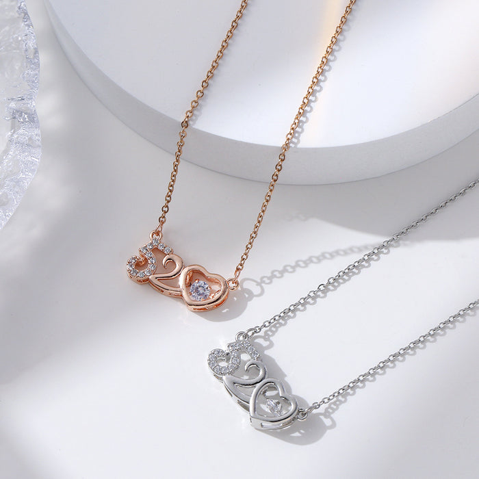 Wholesale Titanium steel necklace, fashionable heart-shaped zircon pendant necklace