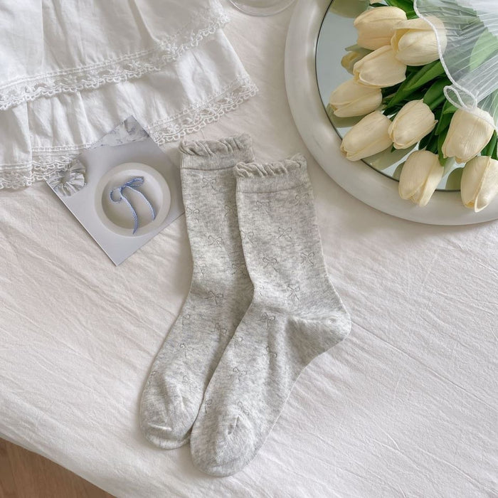Wholesale Bow tie pile socks, mesh eye tube socks, boneless breathable