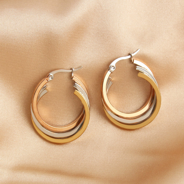 Wholesale C Shape Stainless Steel Earrings Multilayer Earrings JDC-ES-BaiTian009