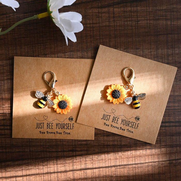 Wholesale Cute bee and sunflower keychains